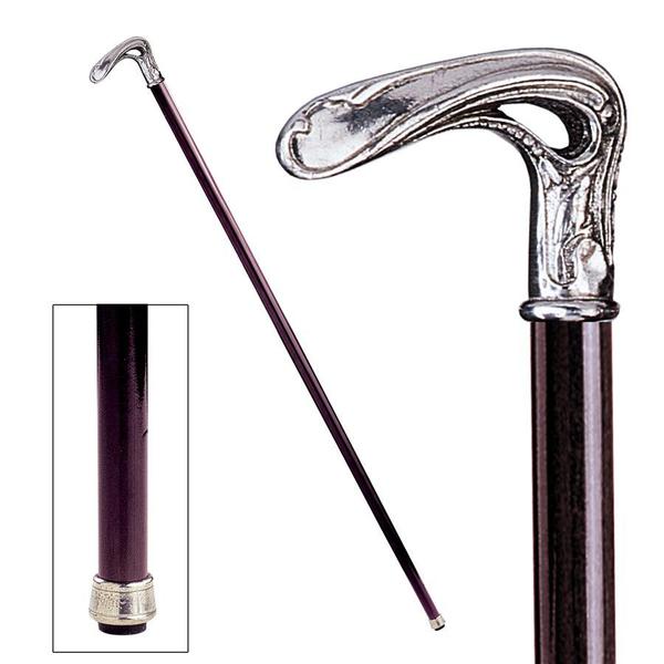 Design Toscano The Padrone Collection: Nouveau Half Crook Pewter Walking Stick PA100